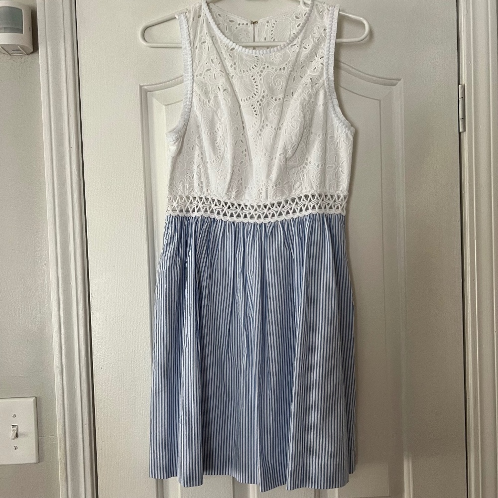 NWT Lilly Pulitzer Alivia Dress in Bennet Blue Stripe Seersucker